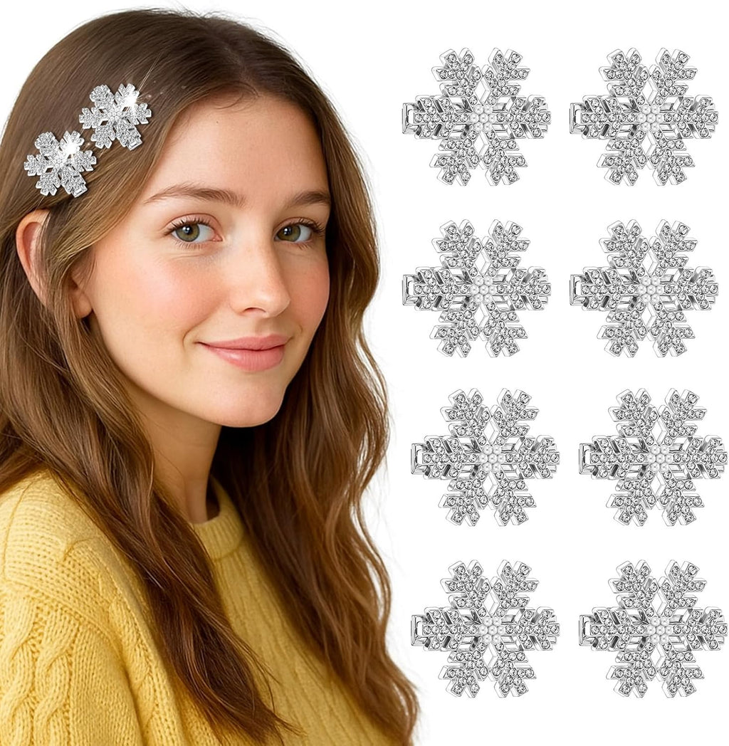 8 Pcs Snowflake Hair Clips