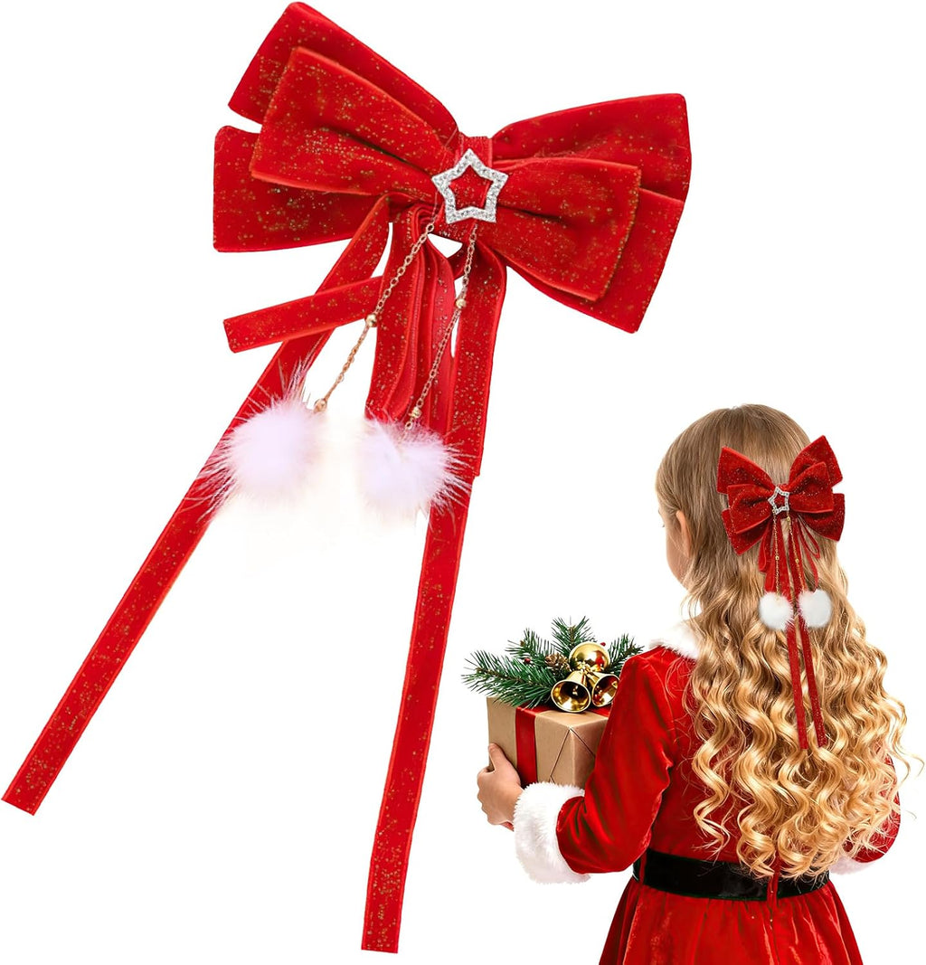 Christmas Red Bow Hair Clips
