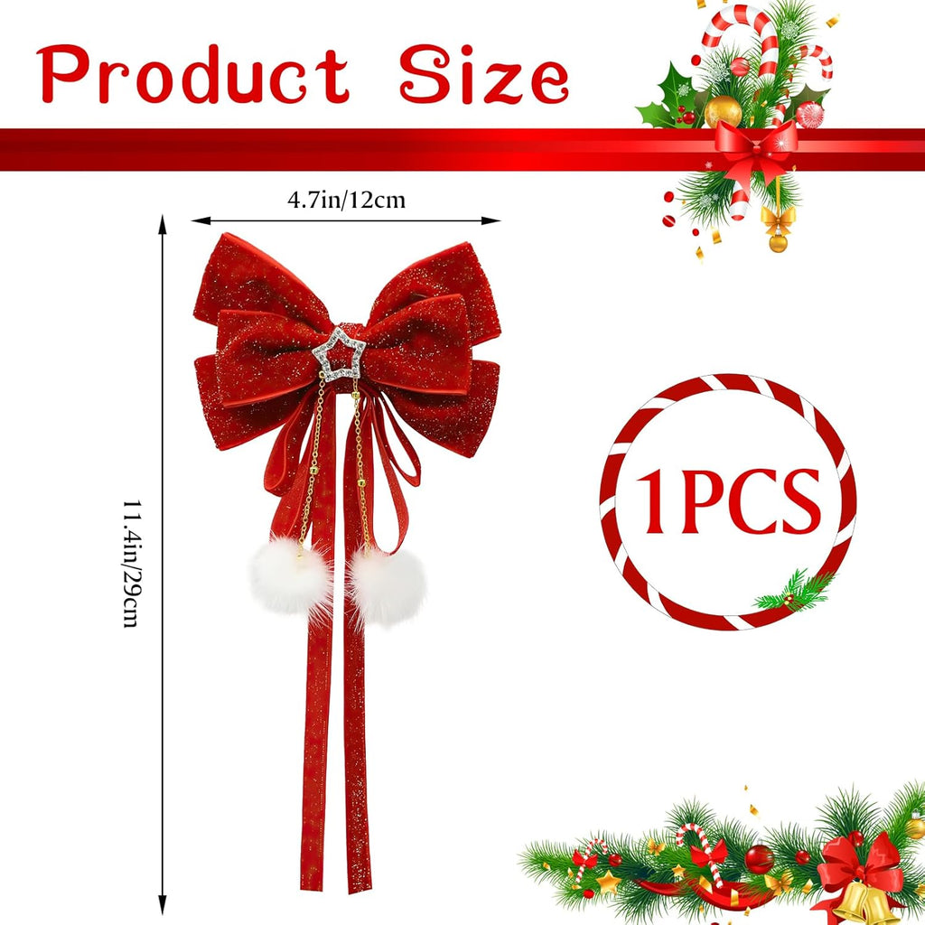 Christmas Red Bow Hair Clips